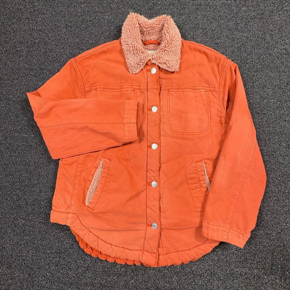 Pilcro and the Letterpress Orange Sherpa Collar Jacket